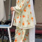 Yellow Striped Kurta Farshi Pant Set