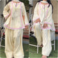 Yellow Striped Kurta Farshi Pant Set