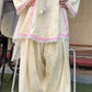 Yellow Striped Kurta Farshi Pant Set
