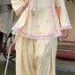 Yellow Striped Kurta Farshi Pant Set