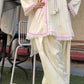 Yellow Striped Kurta Farshi Pant Set
