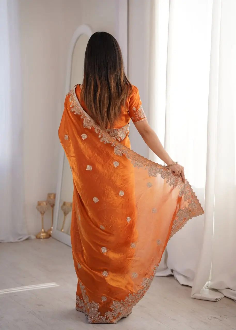Zari Bordered Shimmer Saree