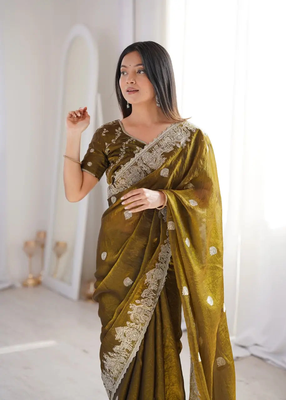 Zari Bordered Shimmer Saree