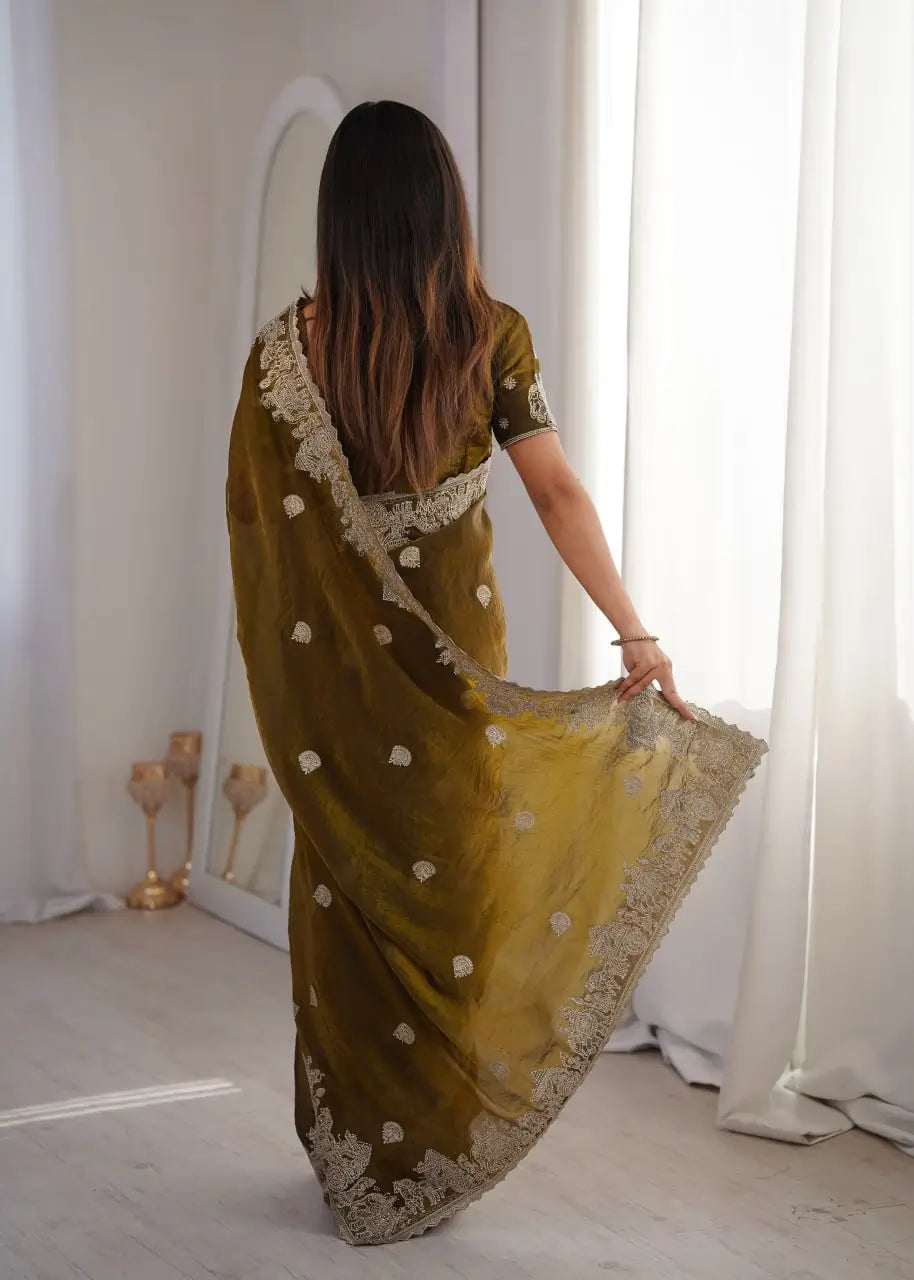 Zari Bordered Shimmer Saree