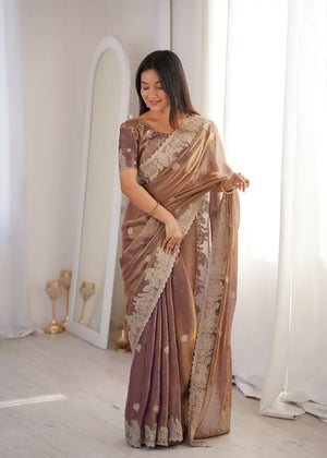 Zari Bordered Shimmer Saree