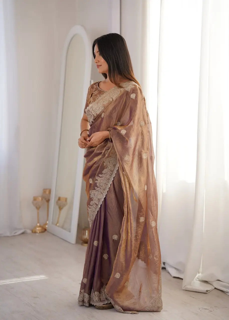 Zari Bordered Shimmer Saree