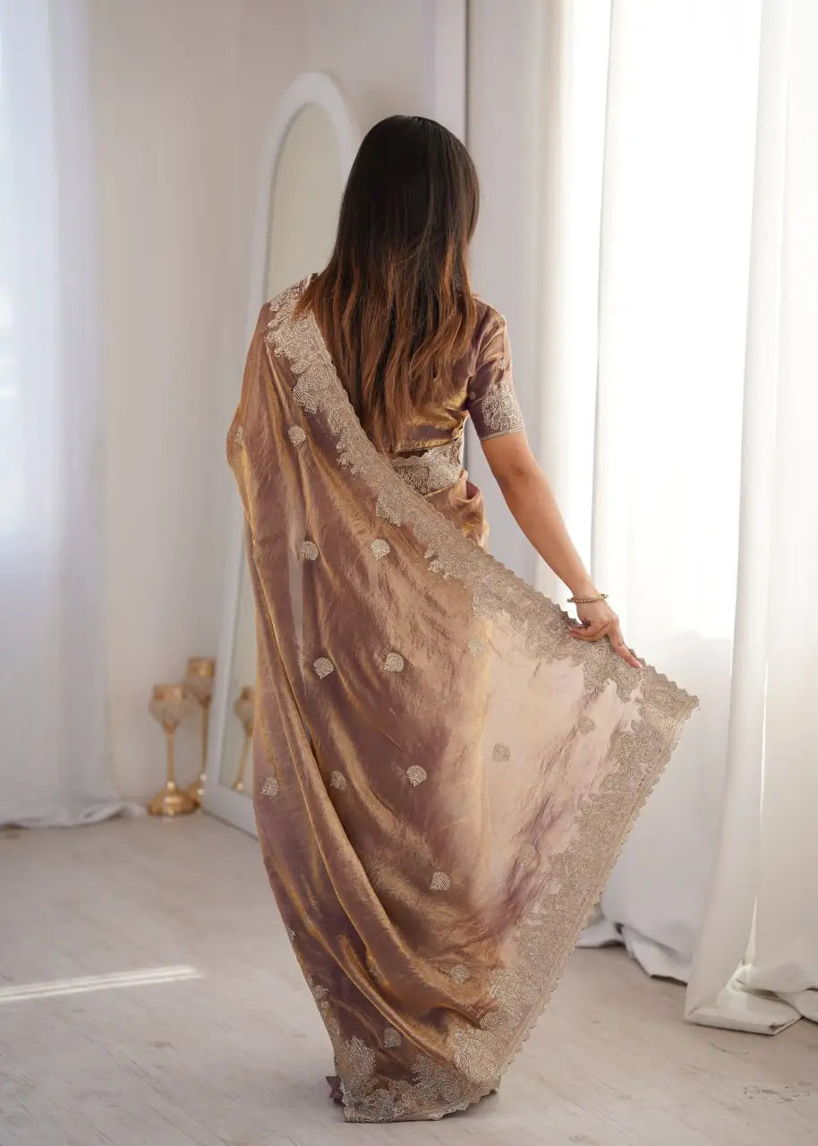 Zari Bordered Shimmer Saree