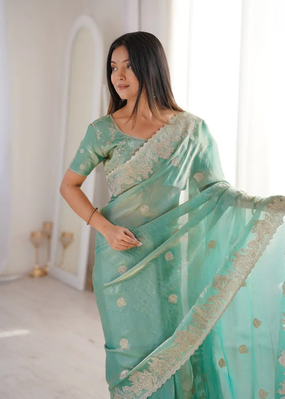 Zari Bordered Shimmer Saree