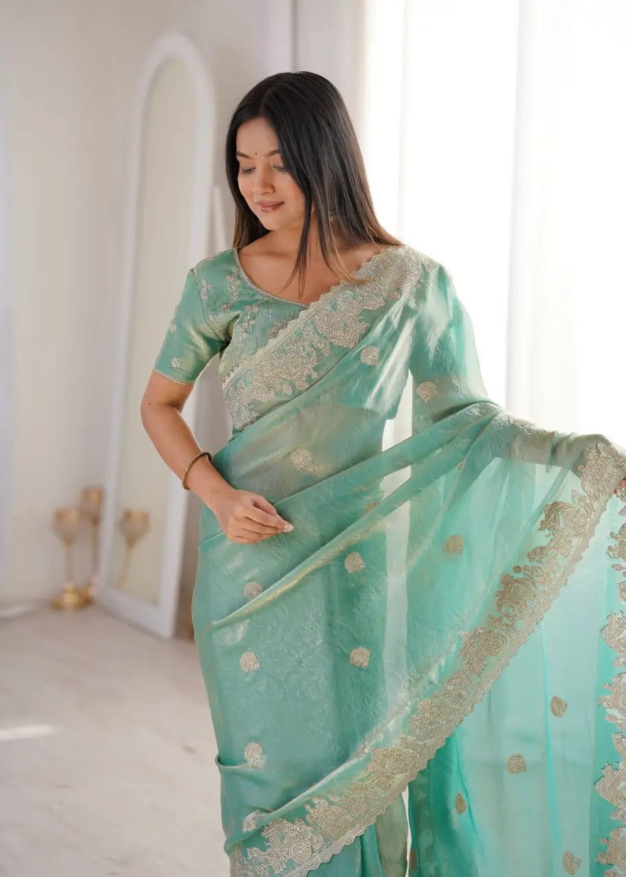 Zari Bordered Shimmer Saree