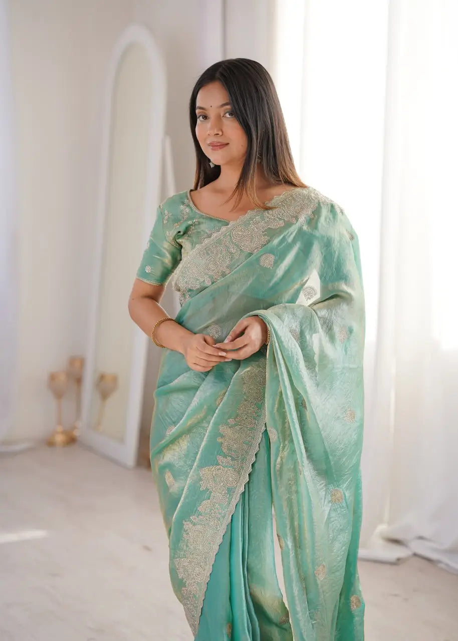 Zari Bordered Shimmer Saree