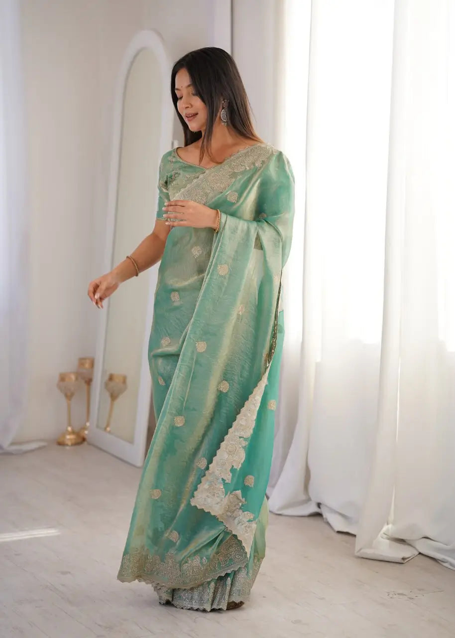 Zari Bordered Shimmer Saree