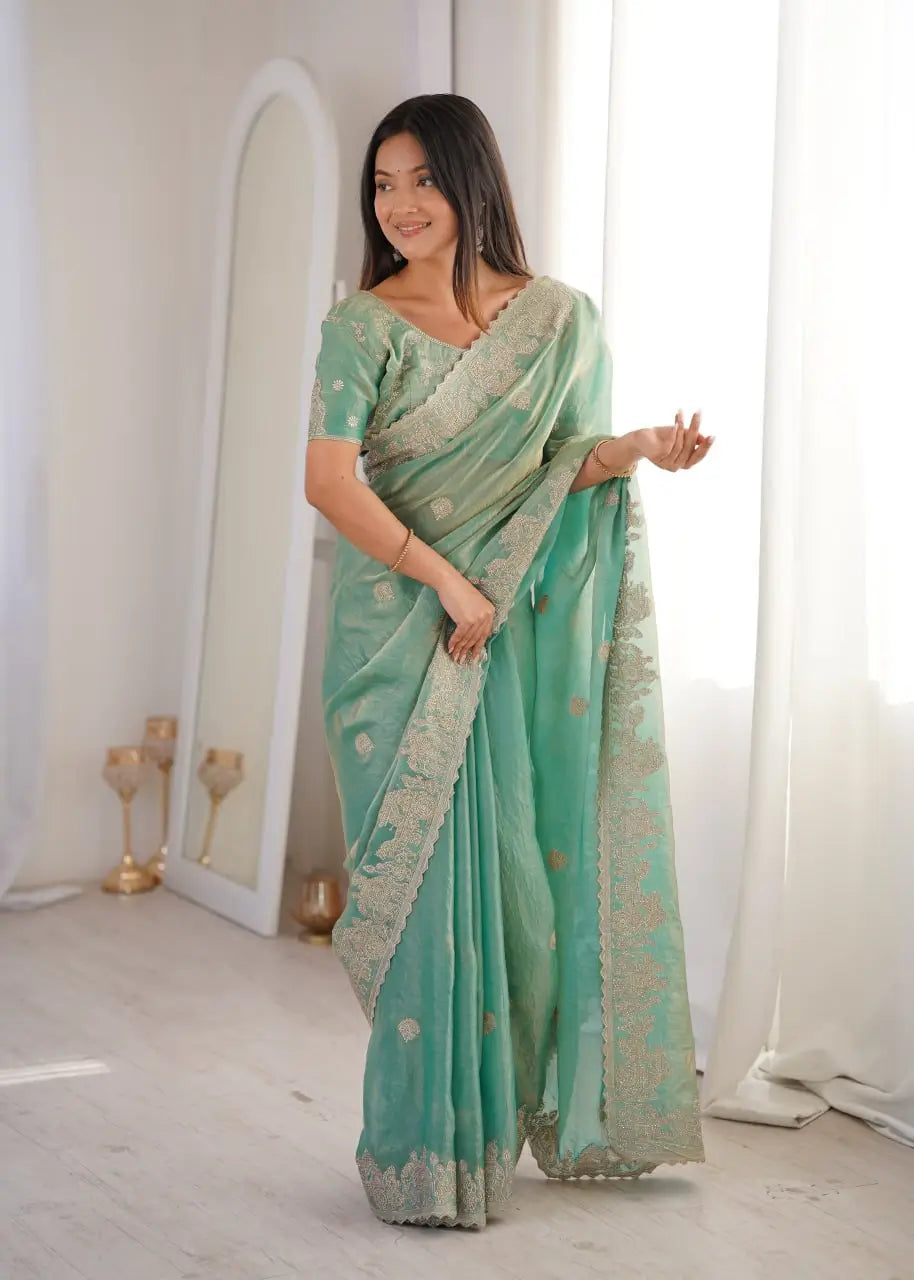 Zari Bordered Shimmer Saree