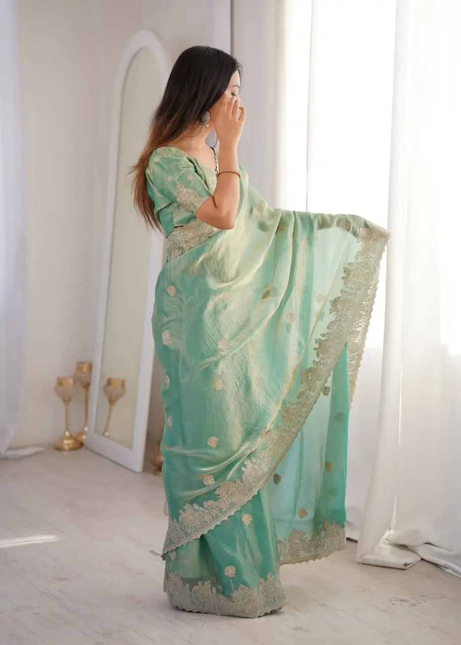 Zari Bordered Shimmer Saree