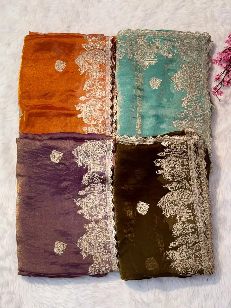Zari Bordered Shimmer Saree