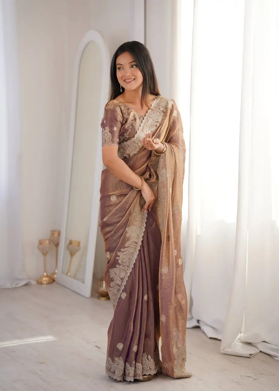 Zari Bordered Shimmer Saree