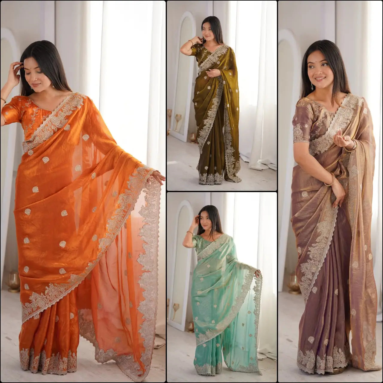 Zari Bordered Shimmer Saree