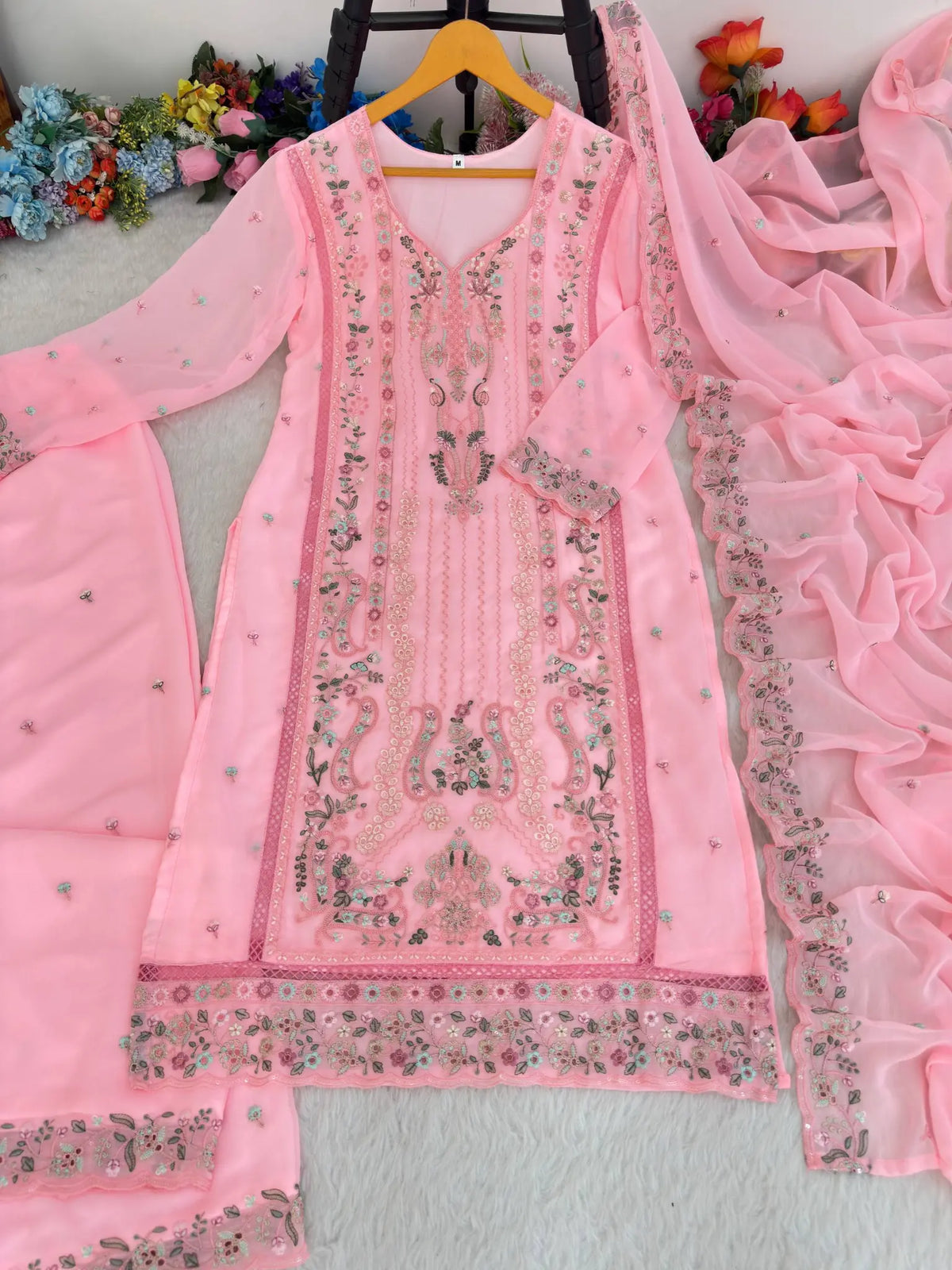 Zari Embroidered Georgette Suit