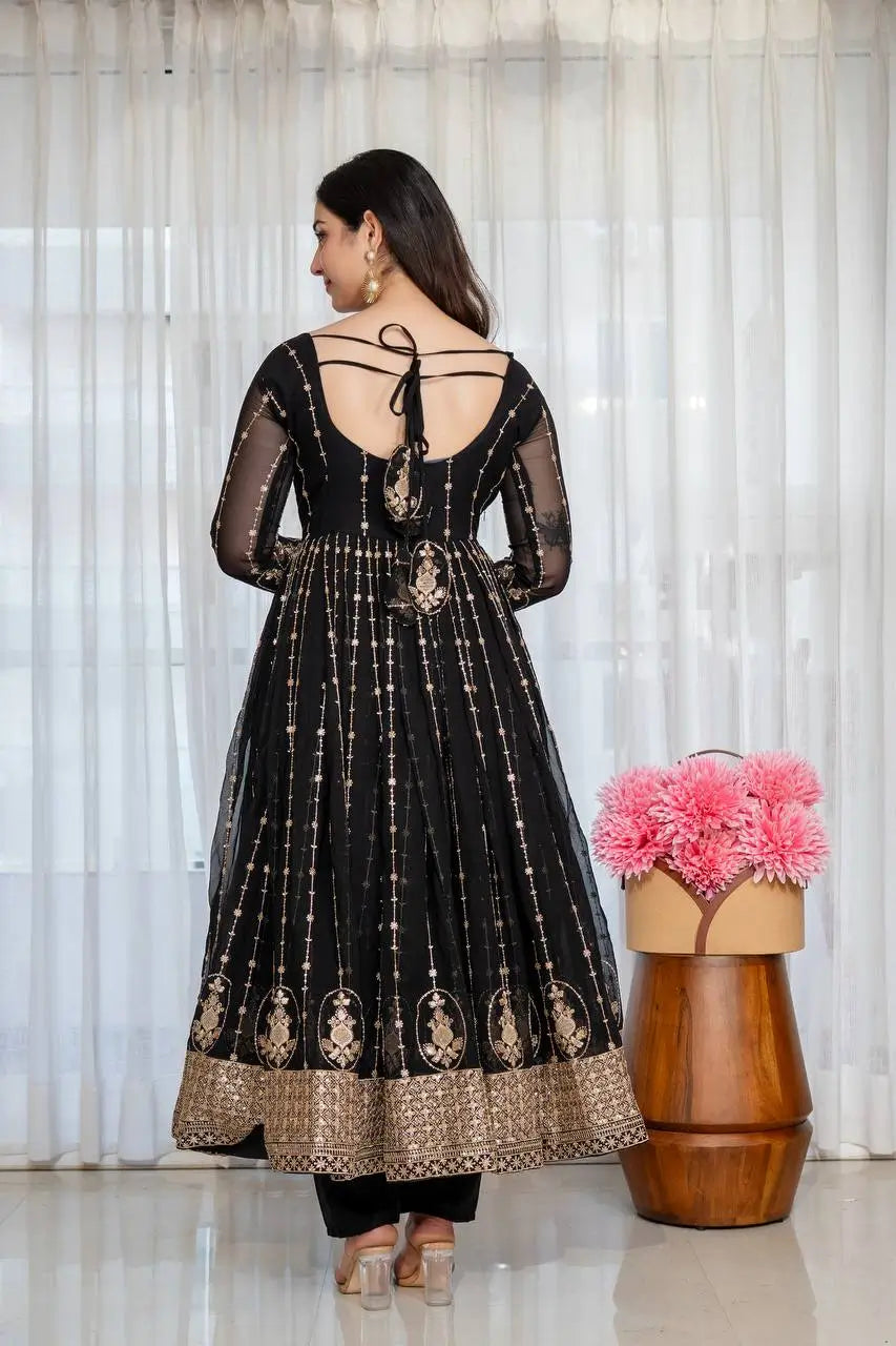 Zari Sequin Anarkali Gown