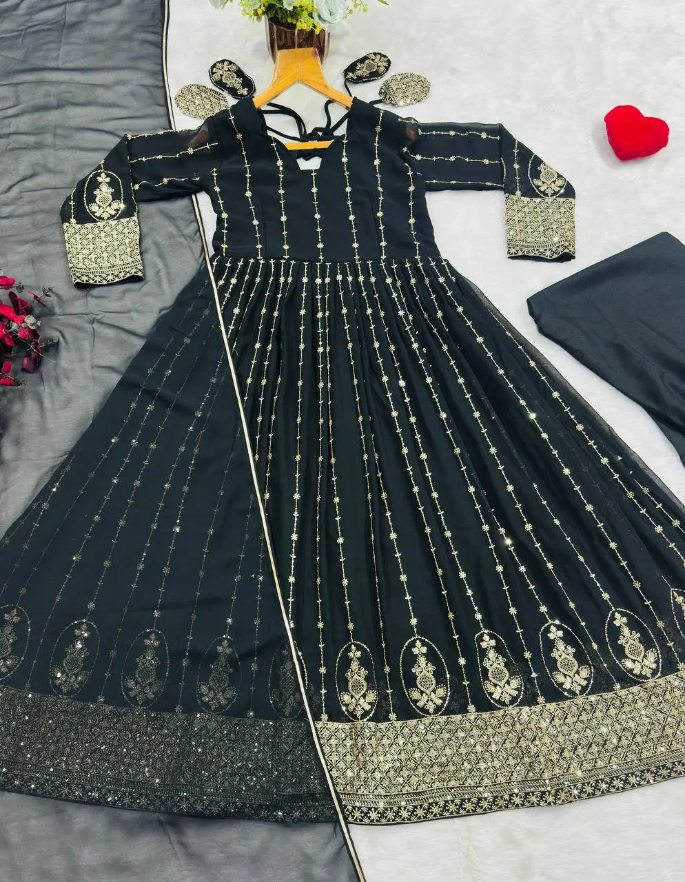 Zari Sequin Anarkali Gown