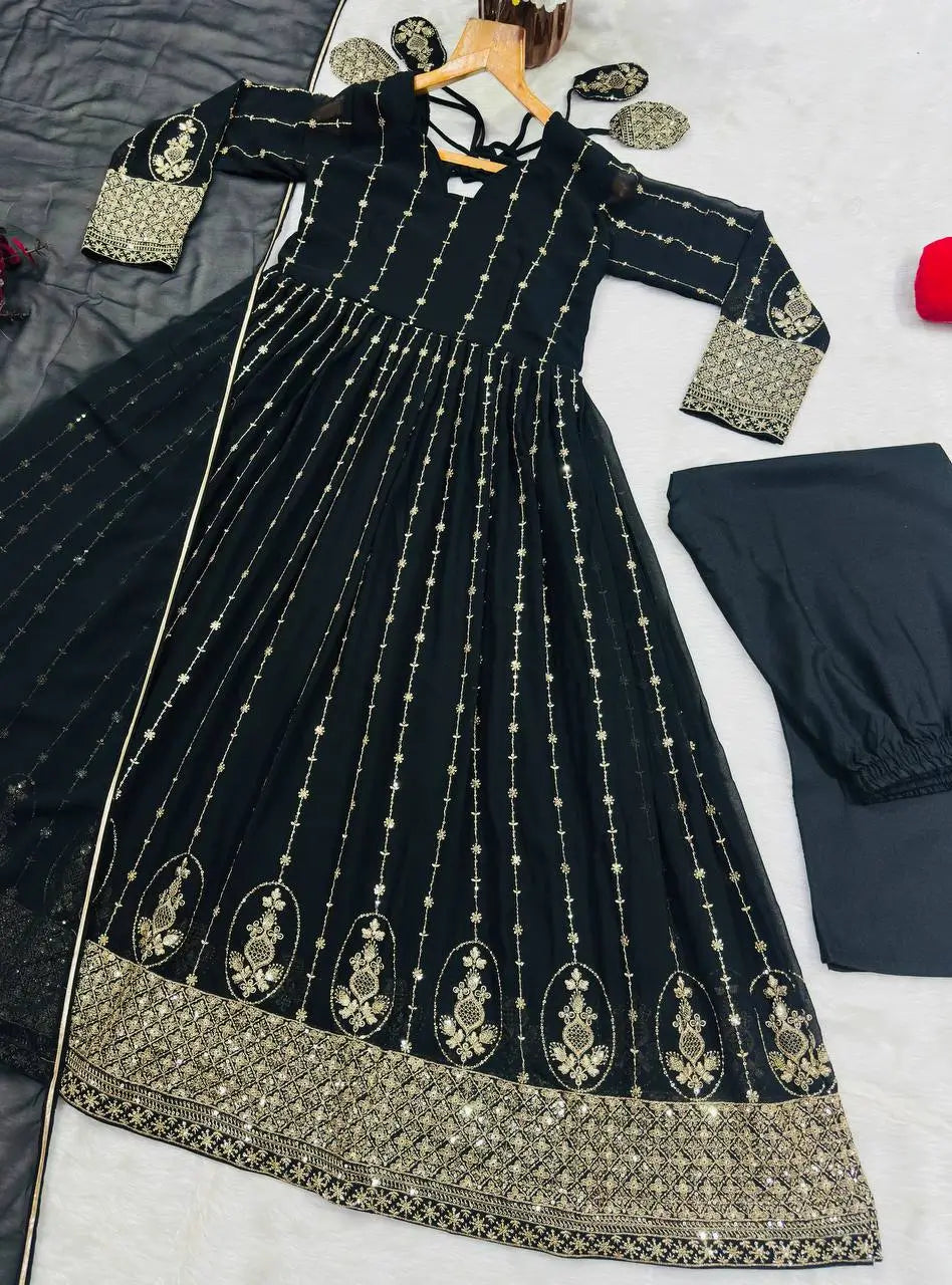 Zari Sequin Anarkali Gown
