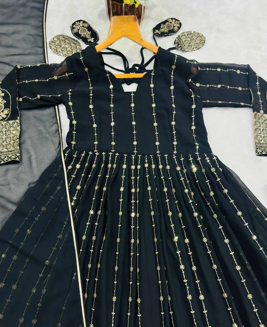 Zari Sequin Anarkali Gown