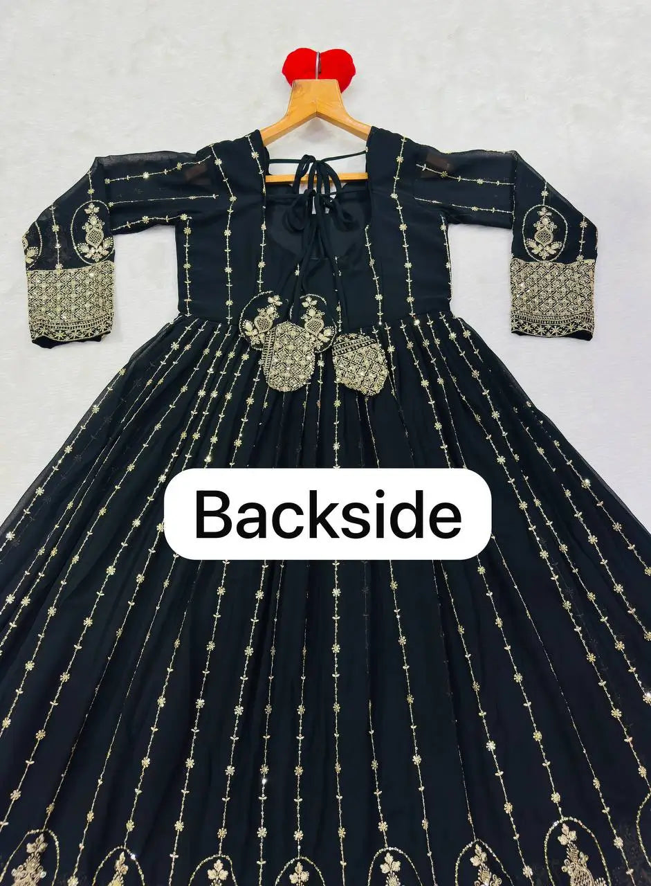 Zari Sequin Anarkali Gown