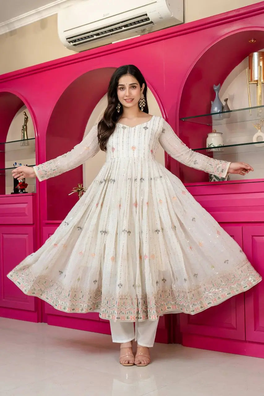 Zari Sequin Anarkali Gown