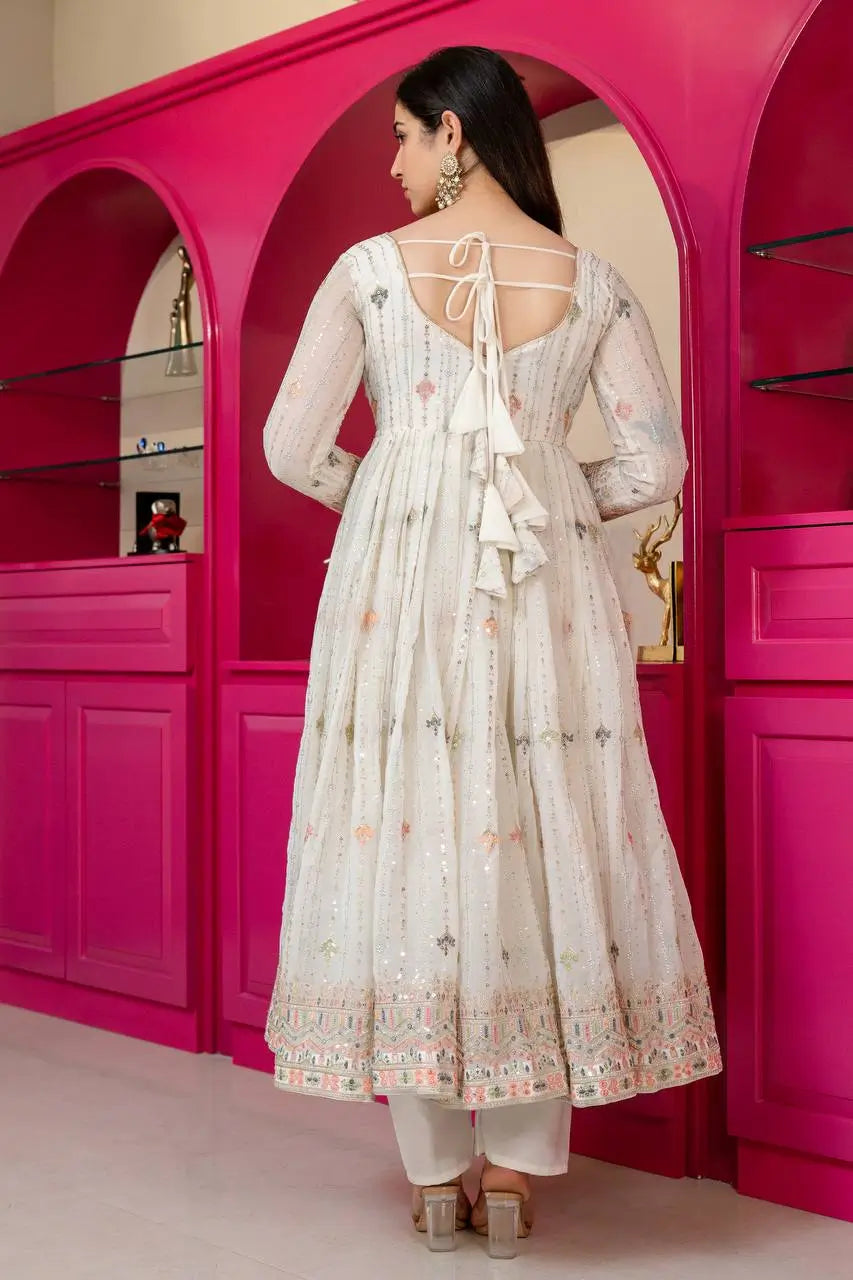Zari Sequin Anarkali Gown