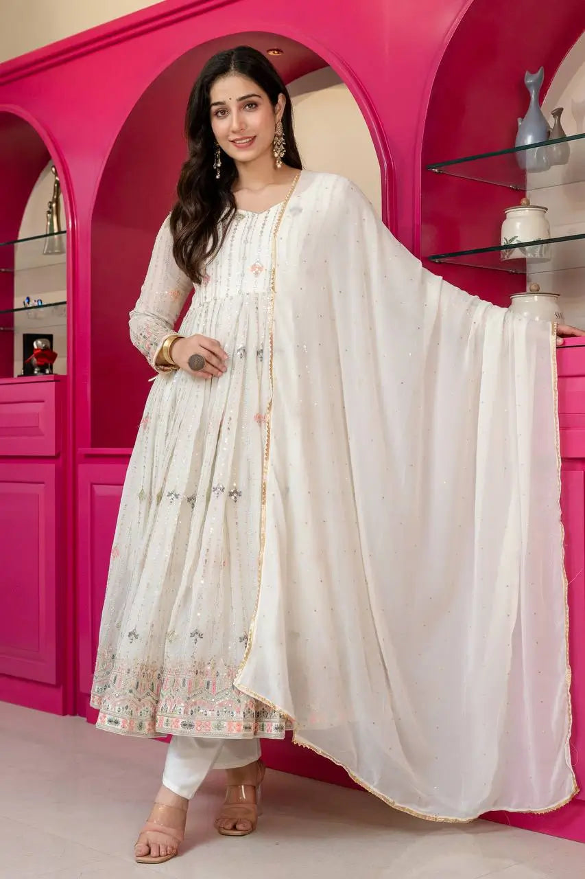 Zari Sequin Anarkali Gown