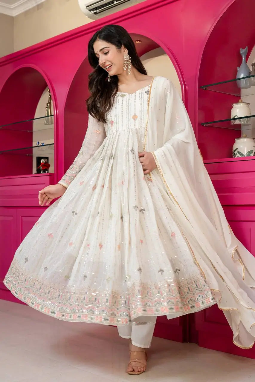 Zari Sequin Anarkali Gown