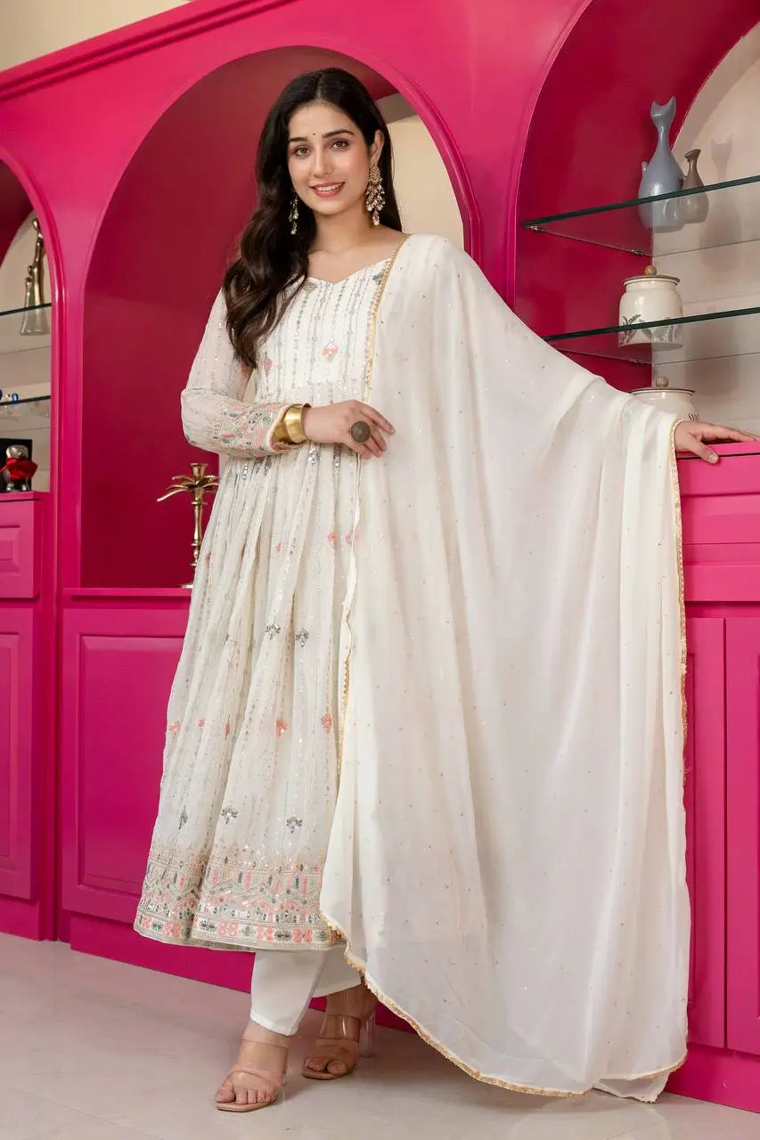 Zari Sequin Anarkali Gown
