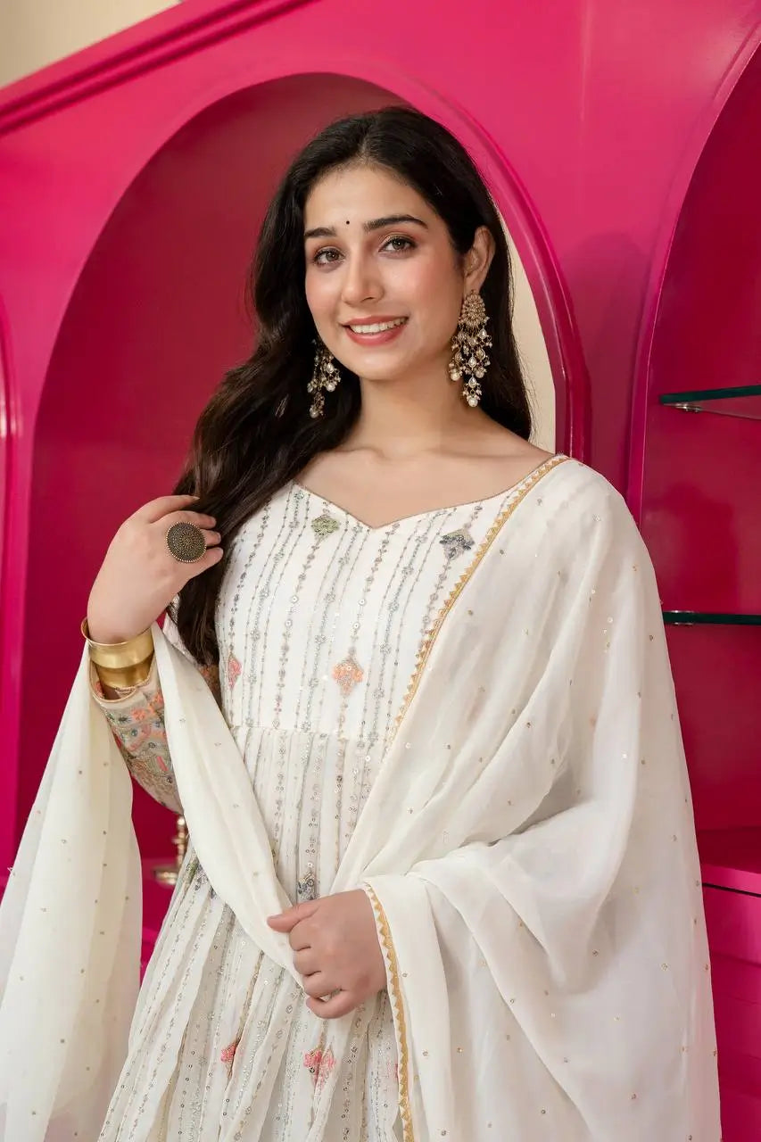 Zari Sequin Anarkali Gown