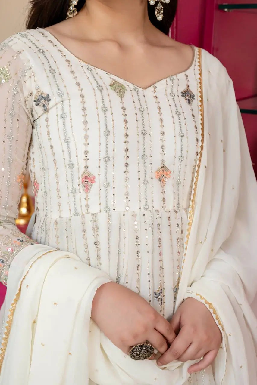 Zari Sequin Anarkali Gown