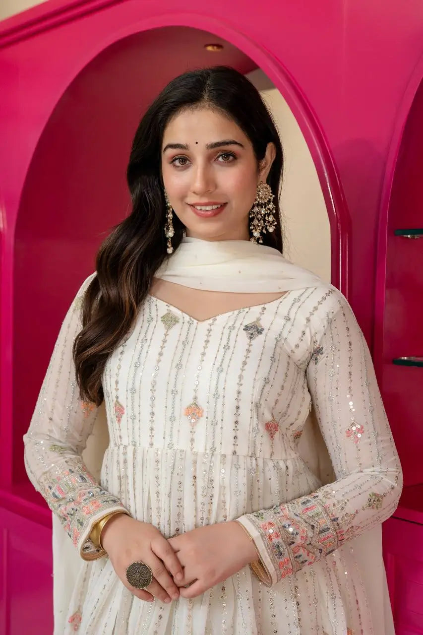 Zari Sequin Anarkali Gown