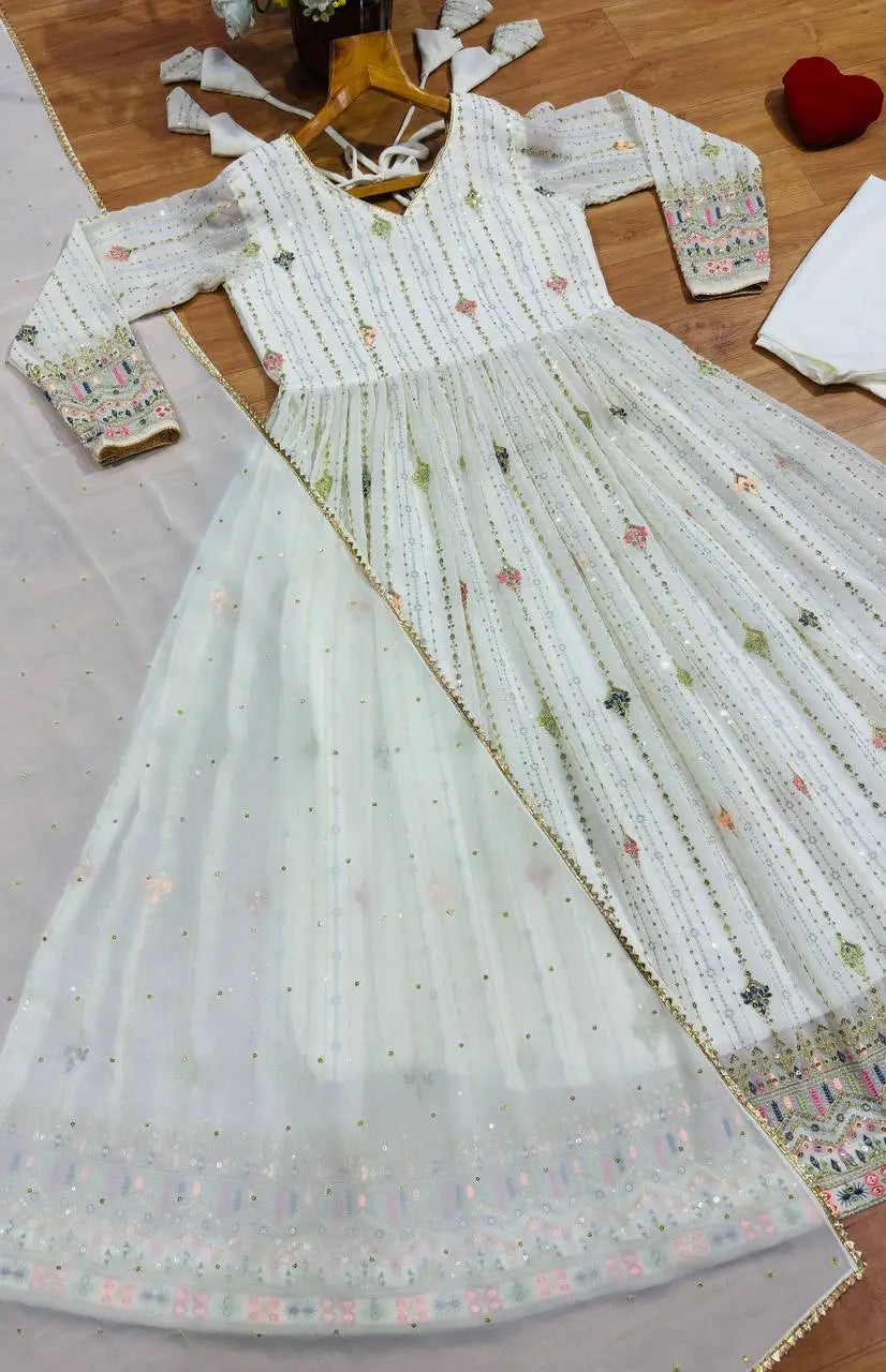 Zari Sequin Anarkali Gown