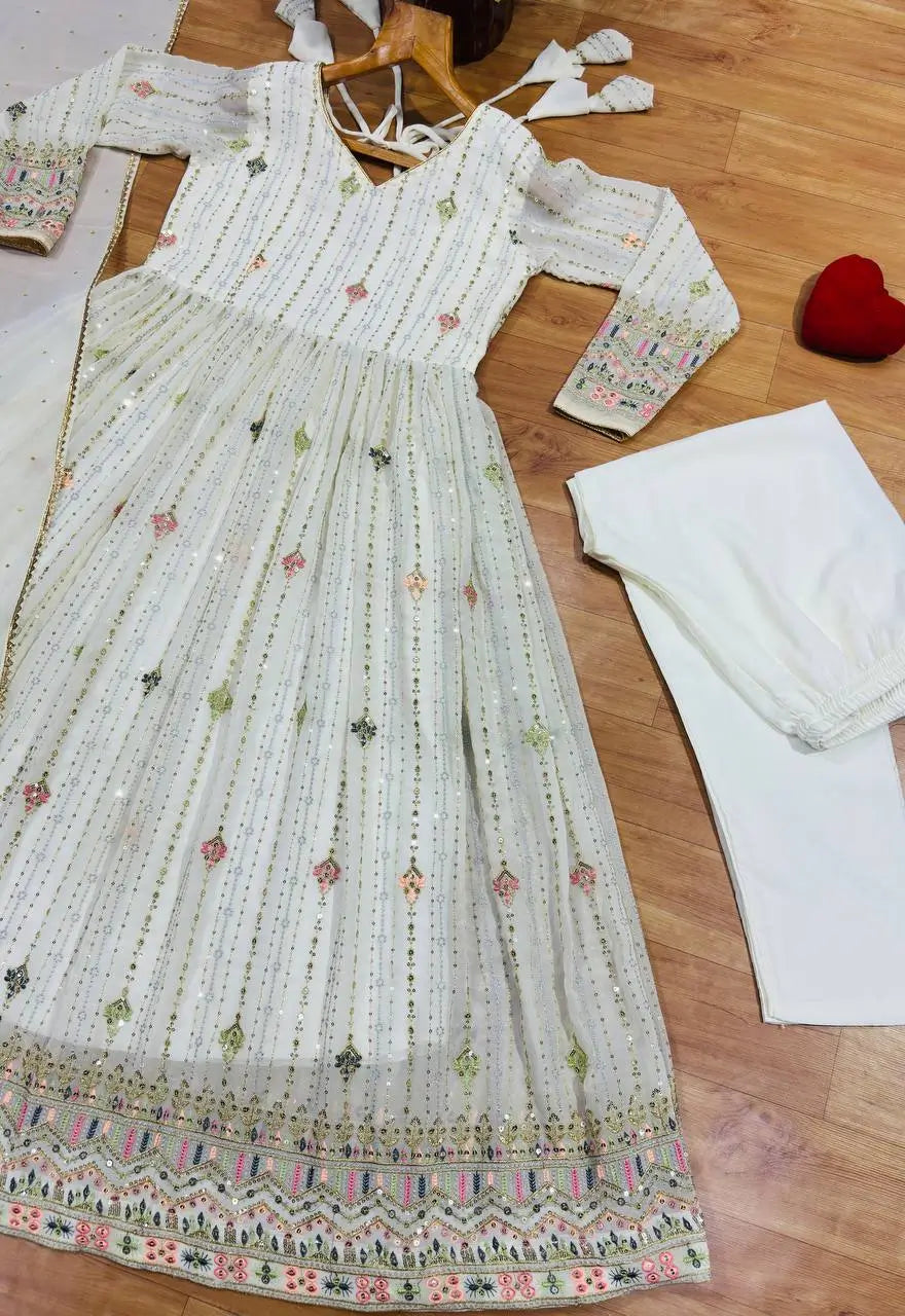 Zari Sequin Anarkali Gown