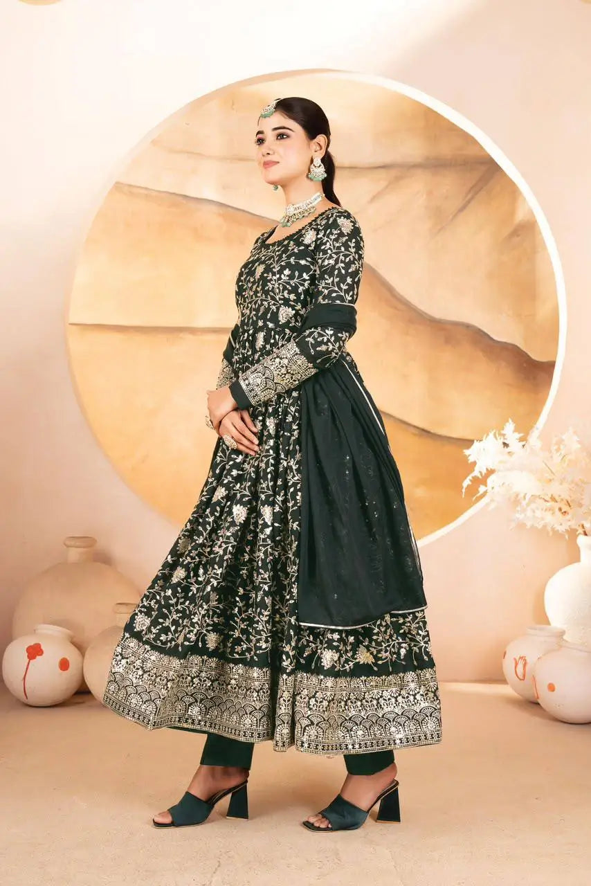 Zari Sequin Anarkali Gown