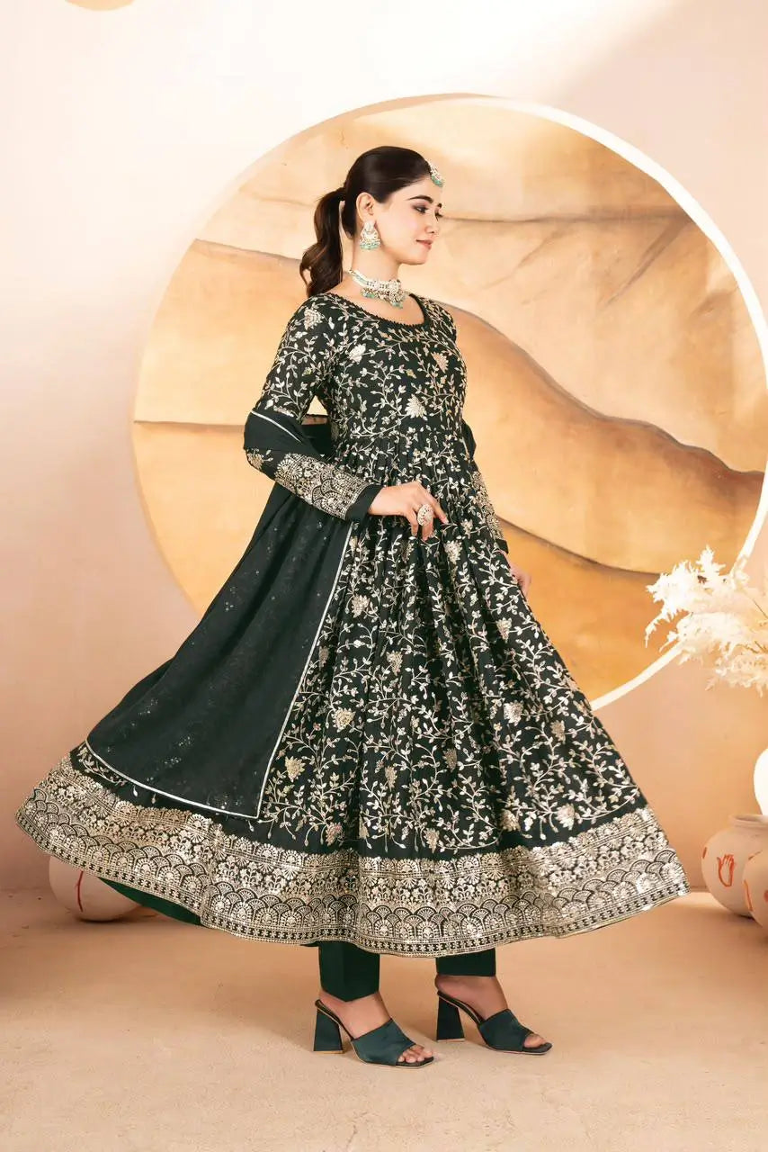 Zari Sequin Anarkali Gown