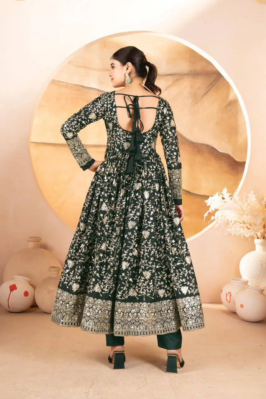 Zari Sequin Anarkali Gown