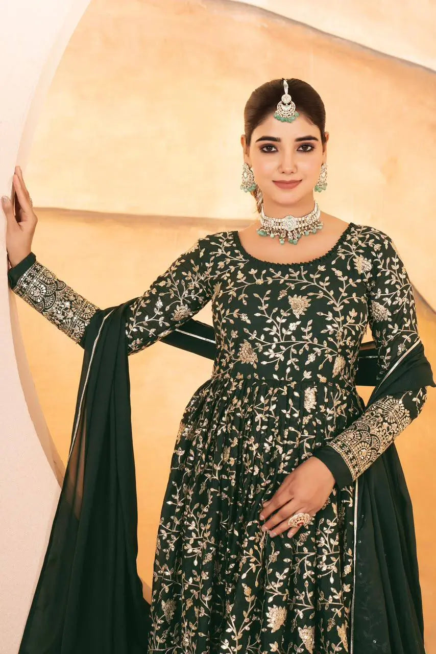 Zari Sequin Anarkali Gown