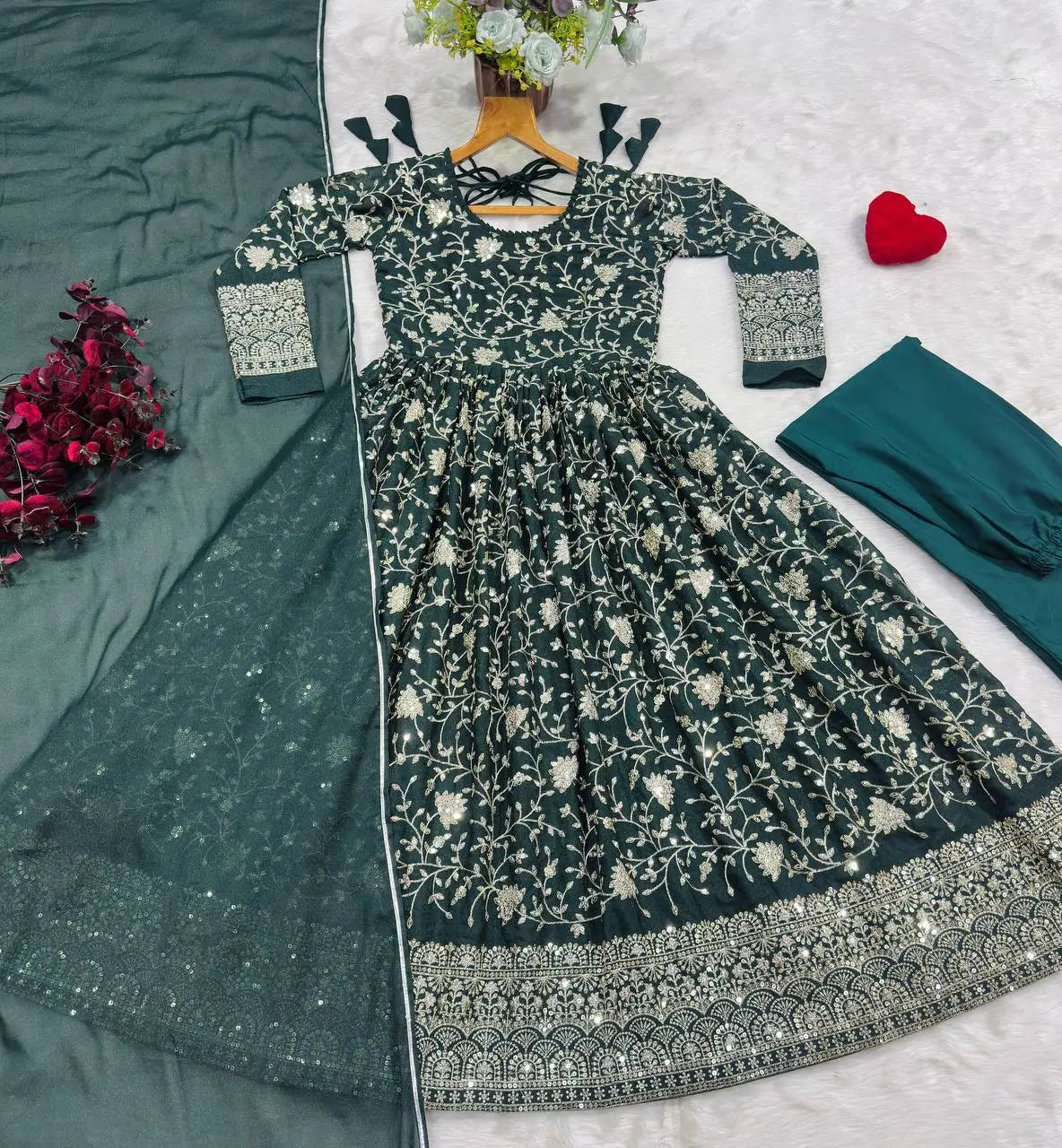 Zari Sequin Anarkali Gown