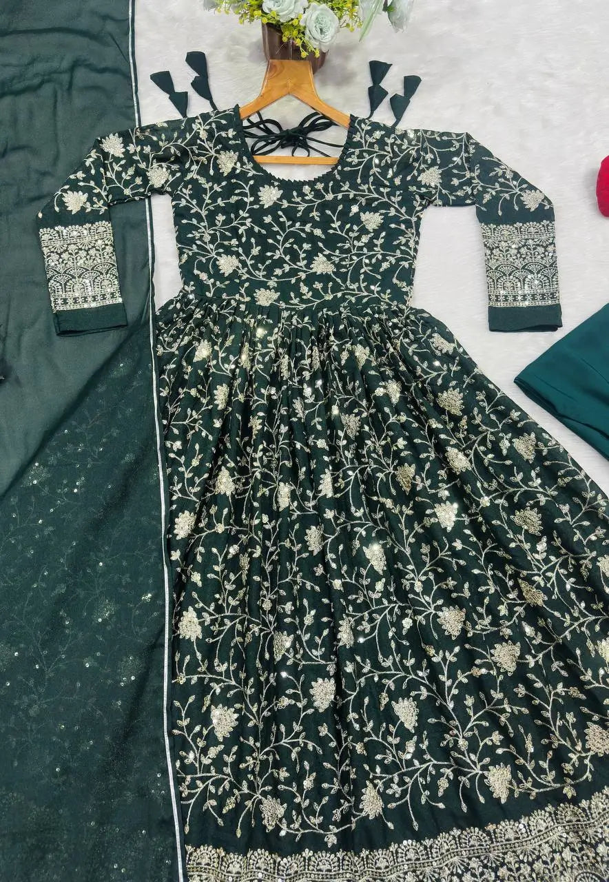 Zari Sequin Anarkali Gown