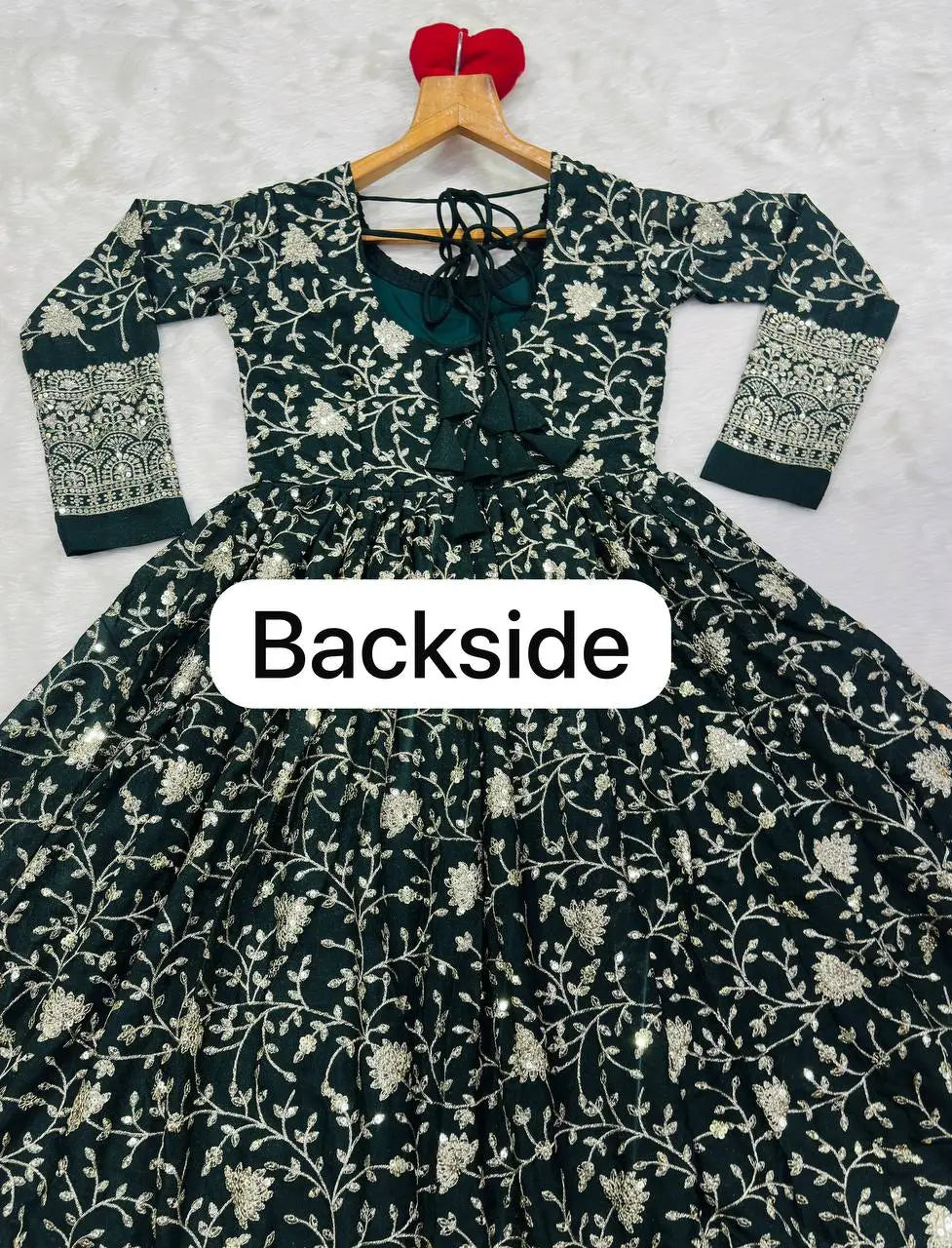 Zari Sequin Anarkali Gown