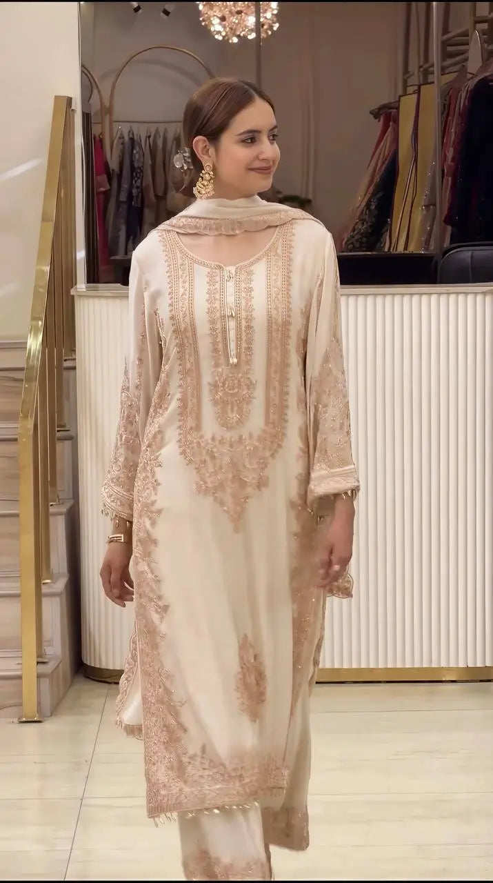 Zari Sequin Embroidered Palazzo Suit
