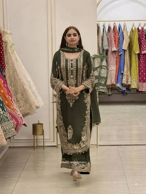 Zari Sequin Embroidered Palazzo Suit