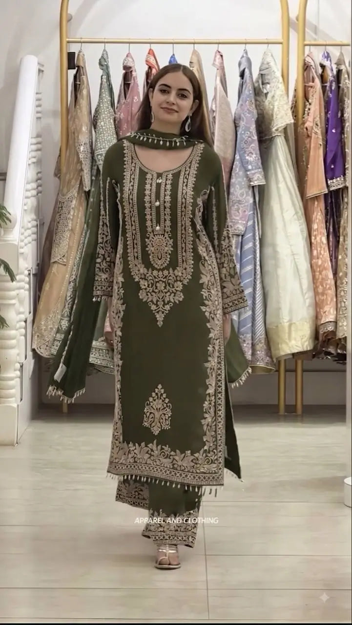 Zari Sequin Embroidered Palazzo Suit