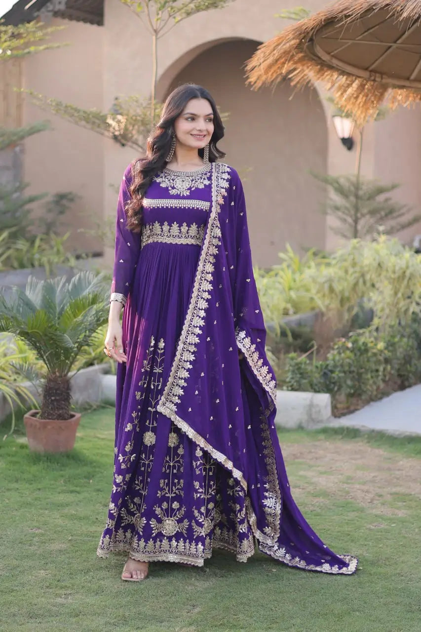 Zari Sequin Flared Gown