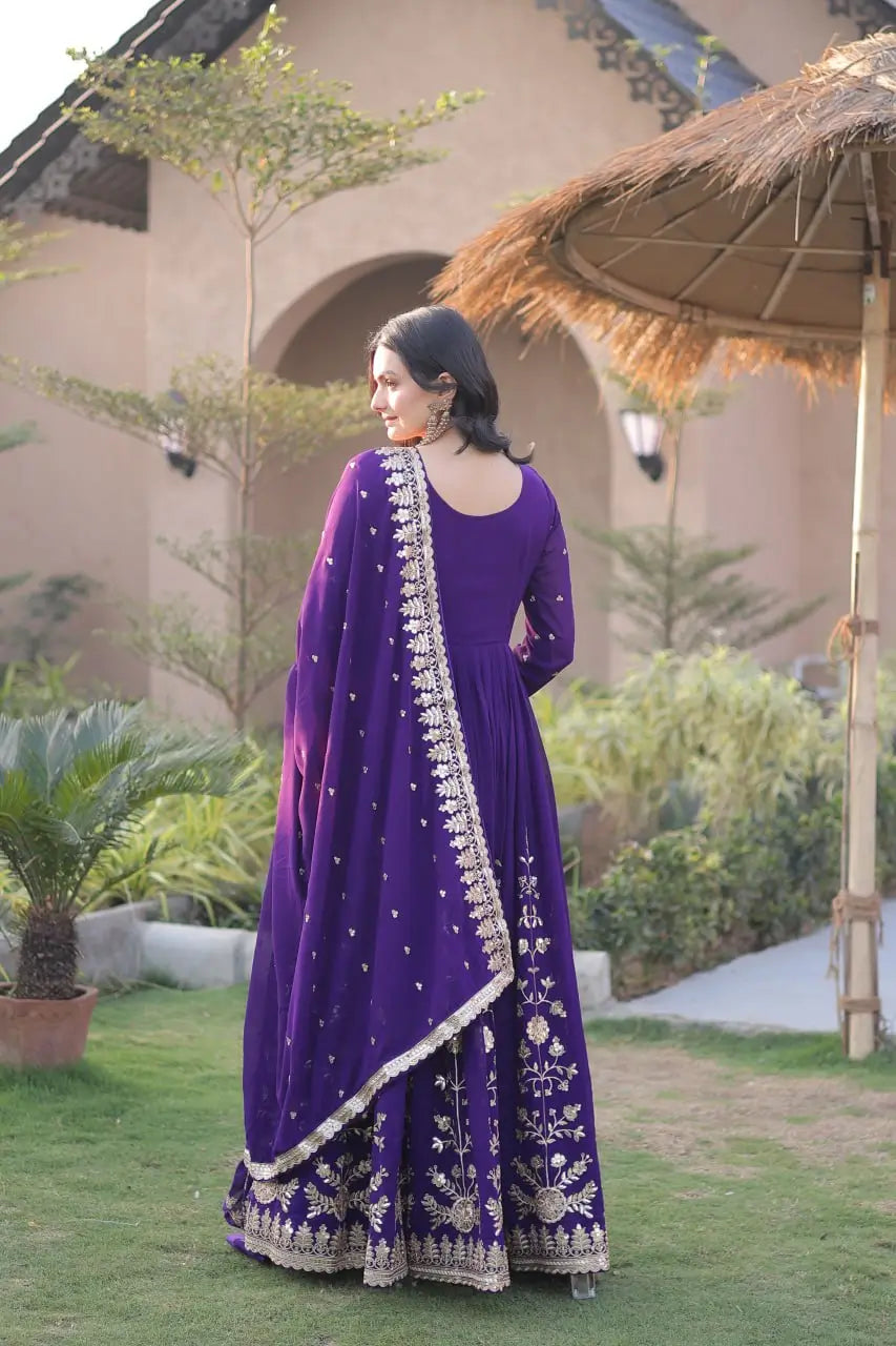 Zari Sequin Flared Gown