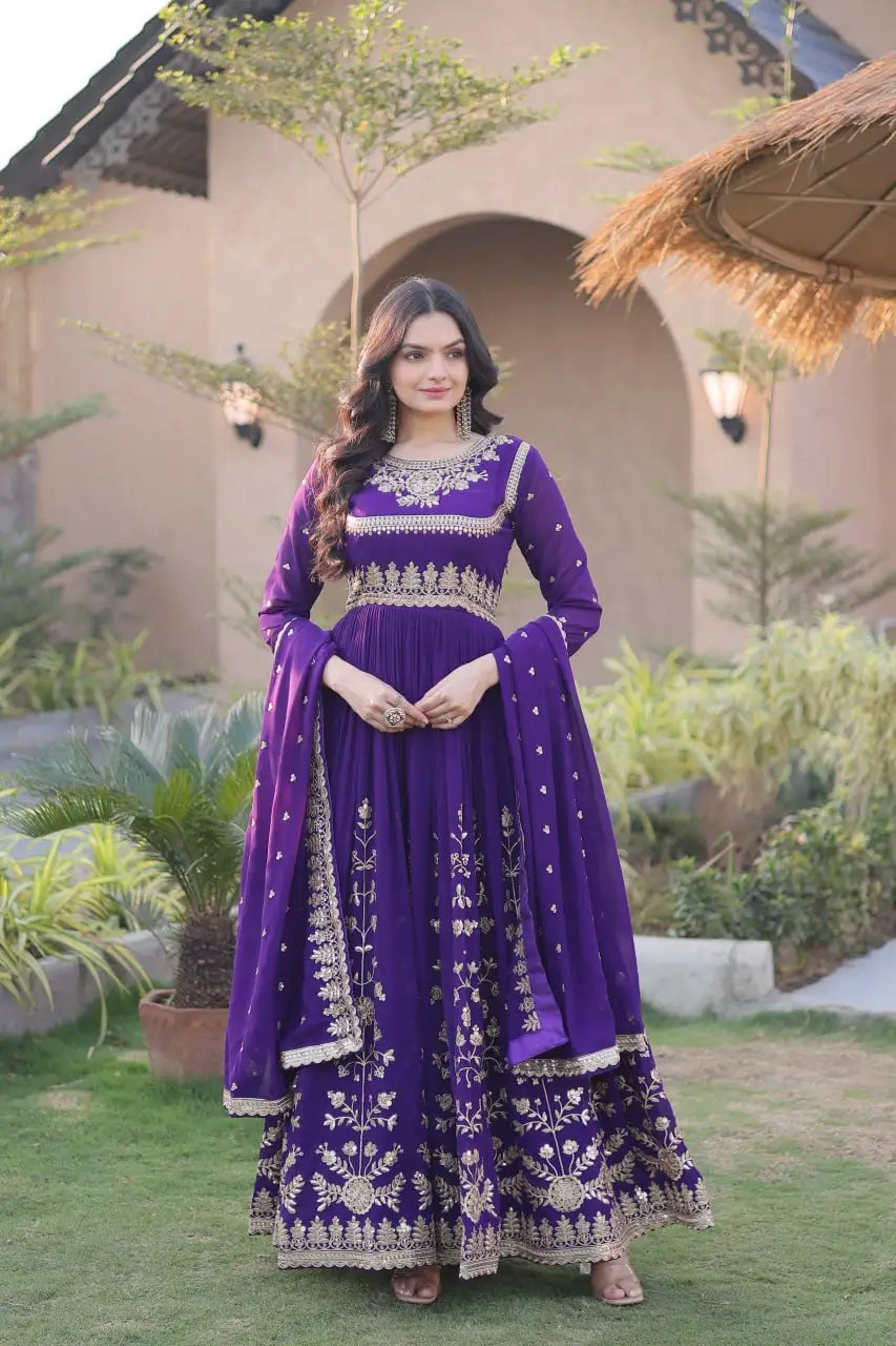Zari Sequin Flared Gown