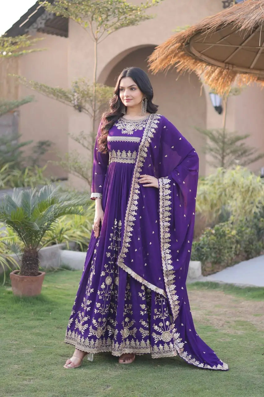 Zari Sequin Flared Gown